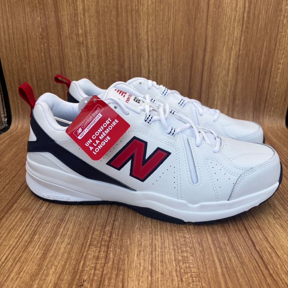 New Balance 608v5 Training Shoe Men 11.5 4E Wide White Red USA ABZORB NEW